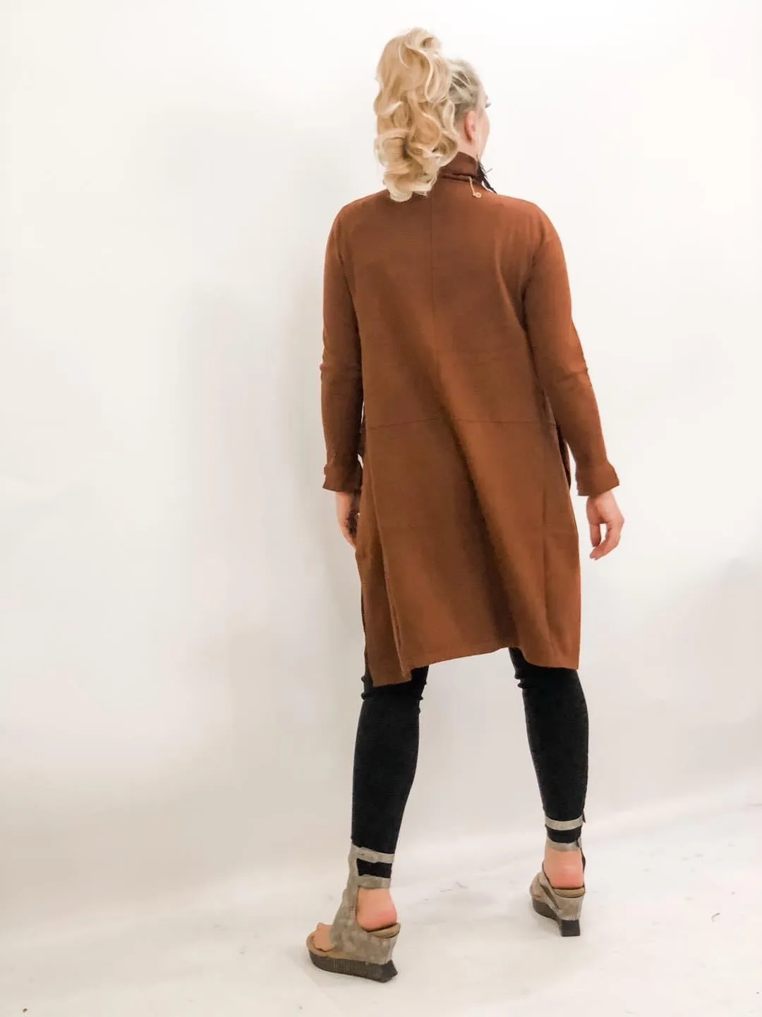 Brown Cashmere Loose Fit Hi-Low Knit Top Dress