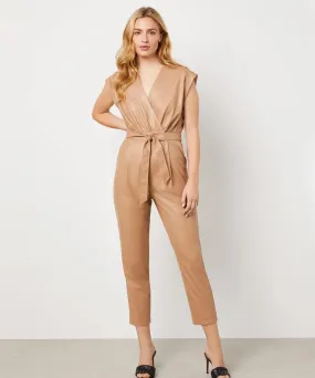 Brown Faux Leather Jumpsuit