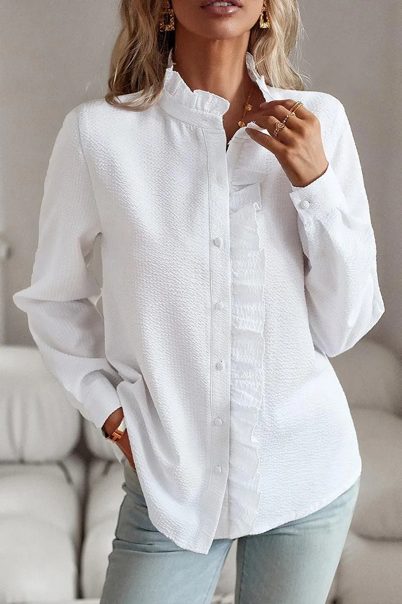 BUTTON UP LACE STRIPE SHIRT