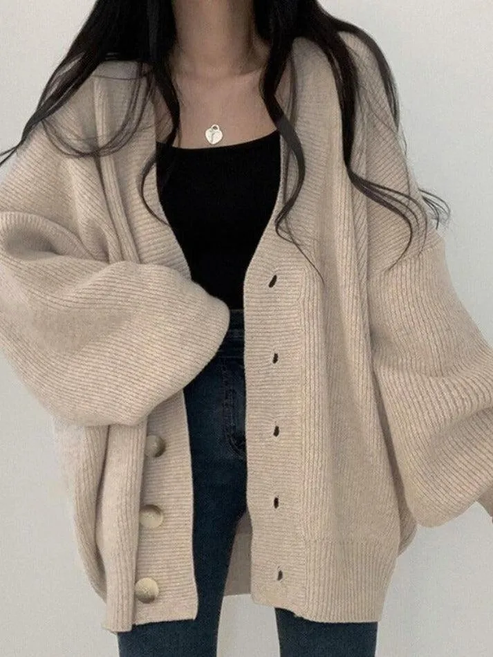 Cardigan long boutonné en maille