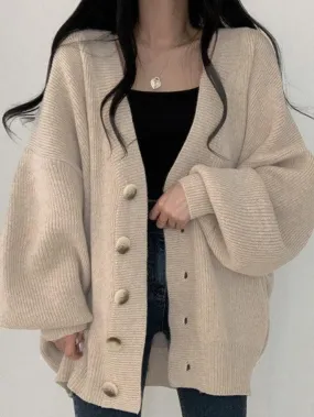 Cardigan long boutonné en maille