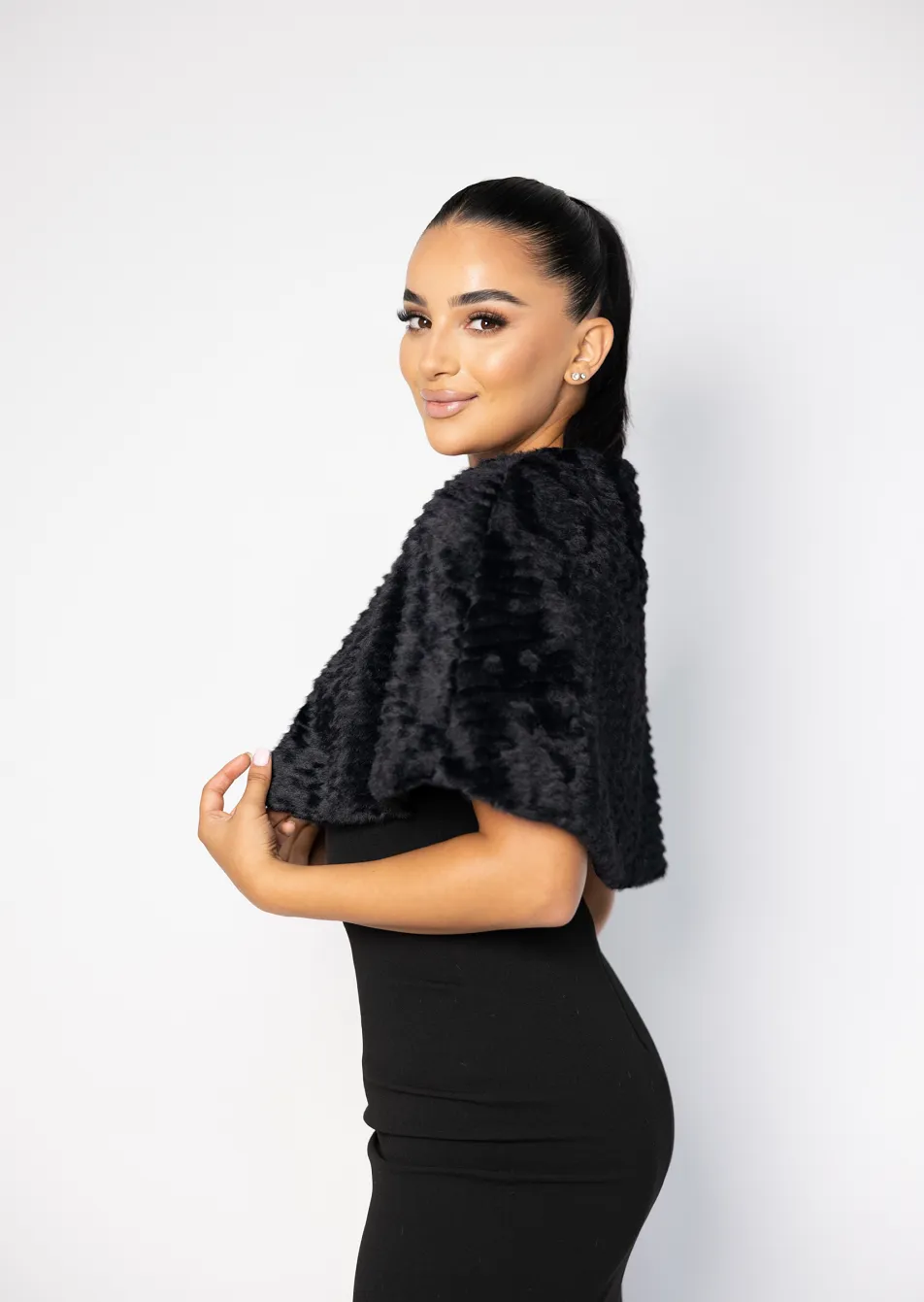 Casablanca Black Fur Cape