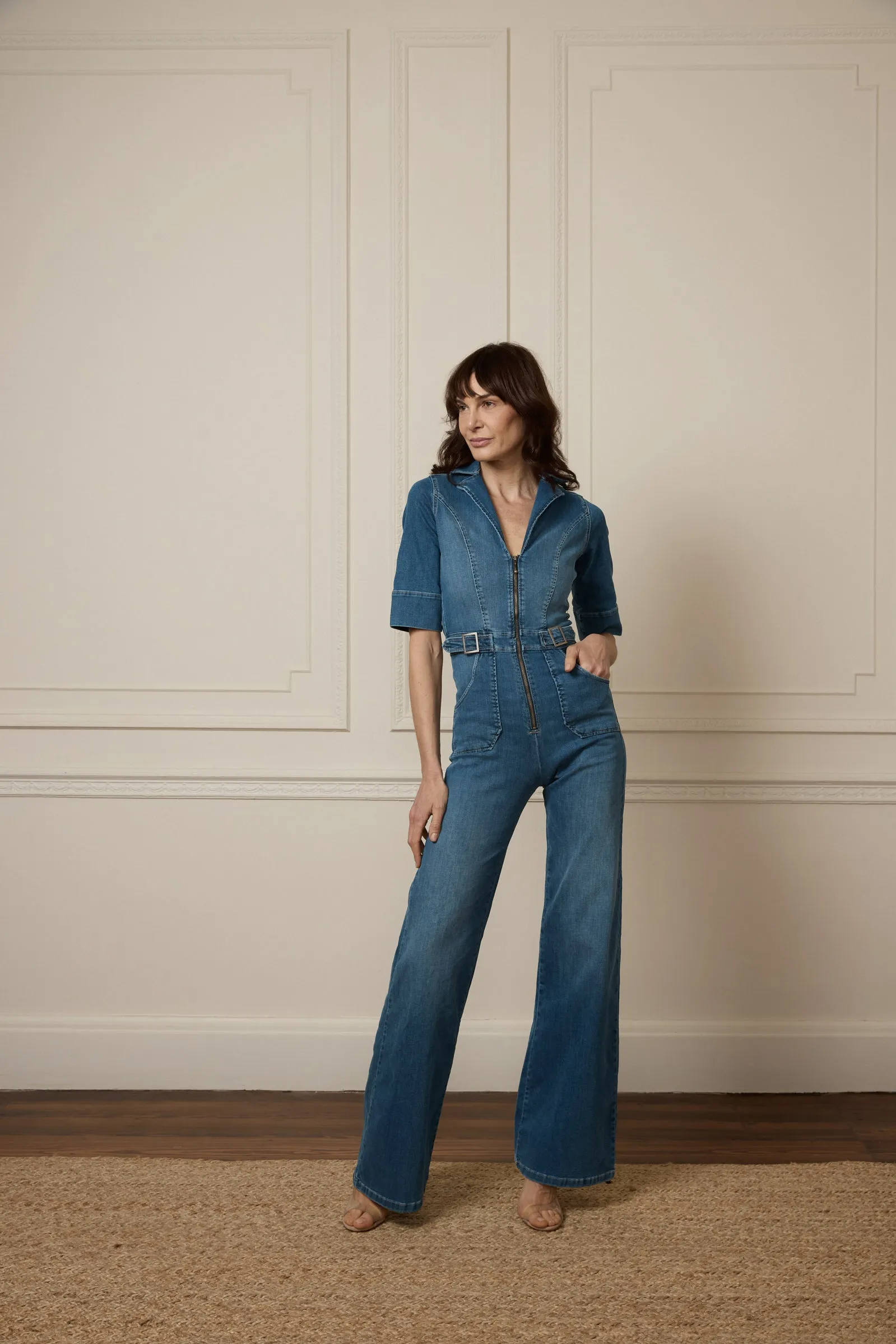 Cassandra The Extra Body Length Flared Jumpsuit | Fawcett Blue [TALL]