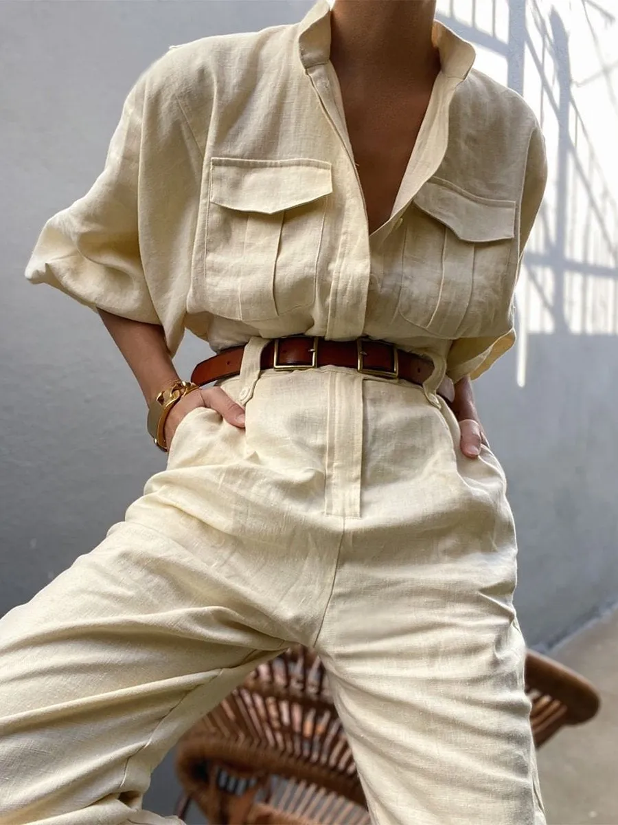 Casual Loose Solid Color Jumpsuit