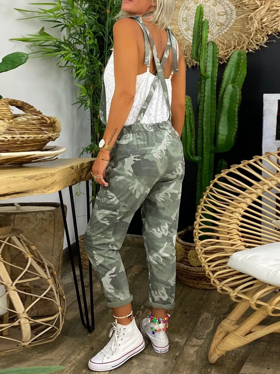 Casual Retro Camouflage Jumpsuit