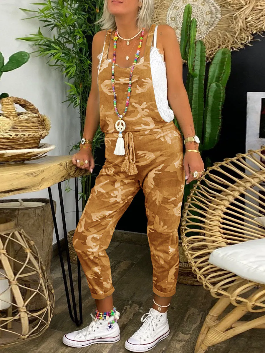 Casual Retro Camouflage Jumpsuit