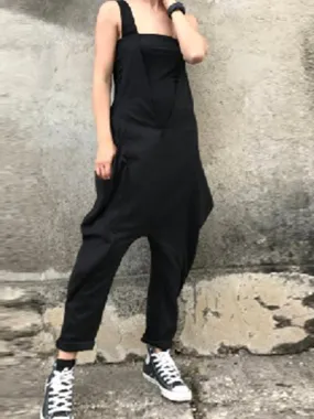 Casual Sling Harem Pants Jumpsuit With Pockets