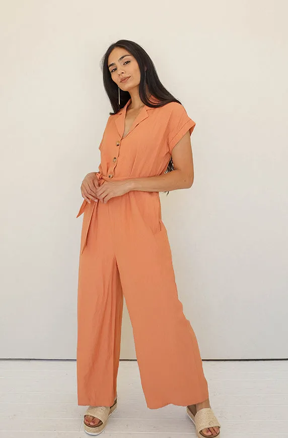 Cecilia Tangerine Jumpsuit - Nursing Friendly - FINAL FEW- FINAL SALE