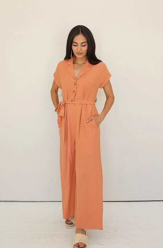 Cecilia Tangerine Jumpsuit - Nursing Friendly - FINAL FEW- FINAL SALE