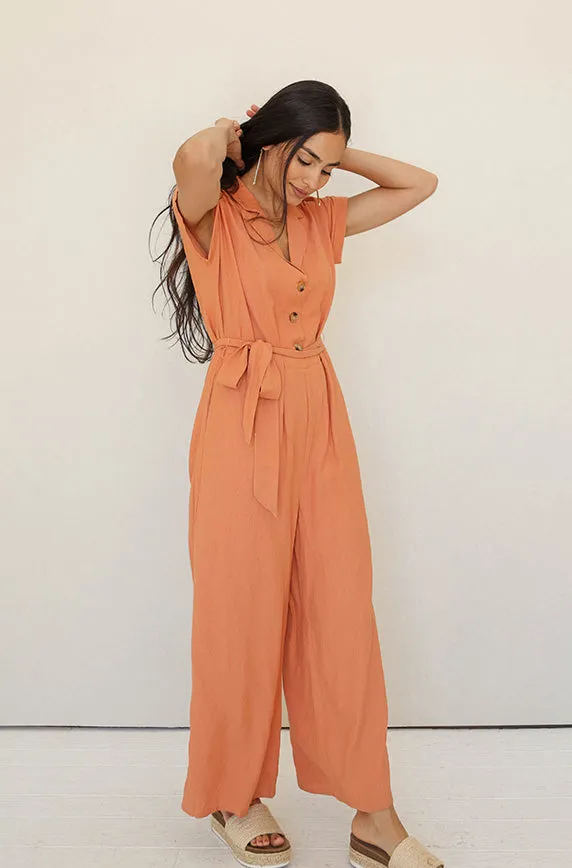 Cecilia Tangerine Jumpsuit - Nursing Friendly - FINAL FEW- FINAL SALE