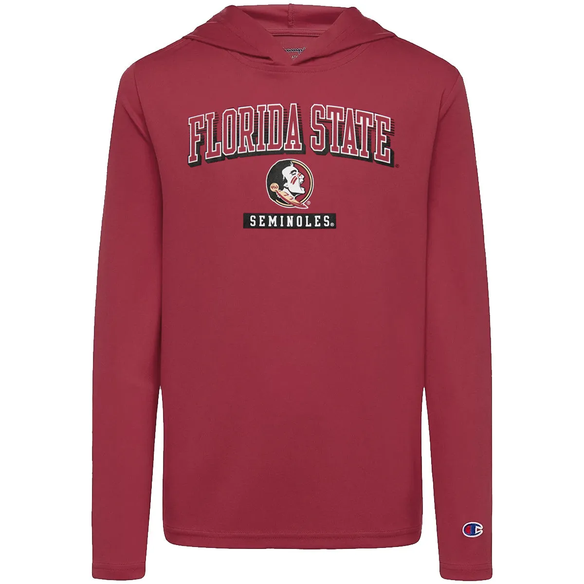 Champion Youth Florida State Seminoles/Seminole Logo Long Sleeve Hooded Performance T-shirt - Garnet