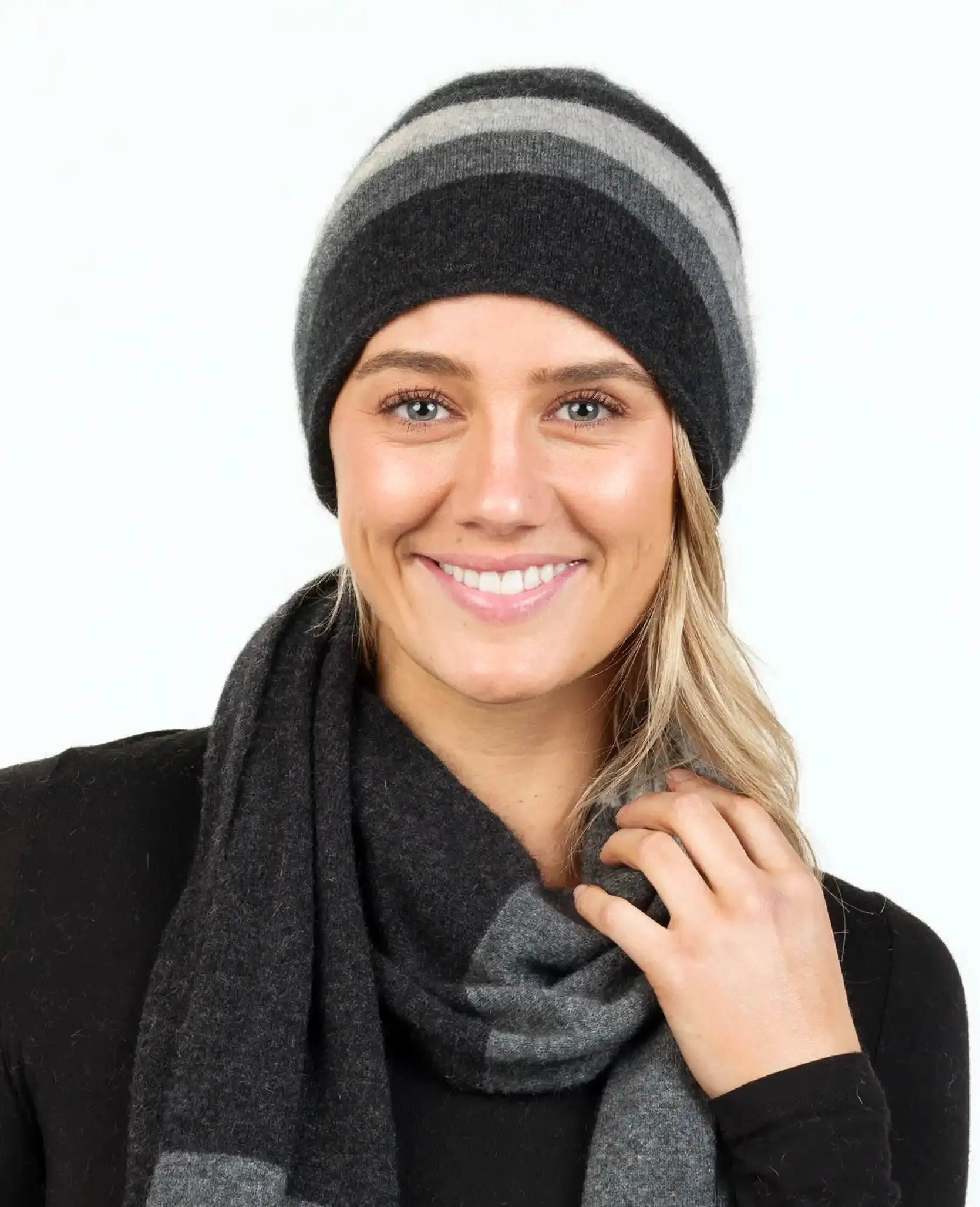 Charcoal Stripe Travel Beanie - NX825