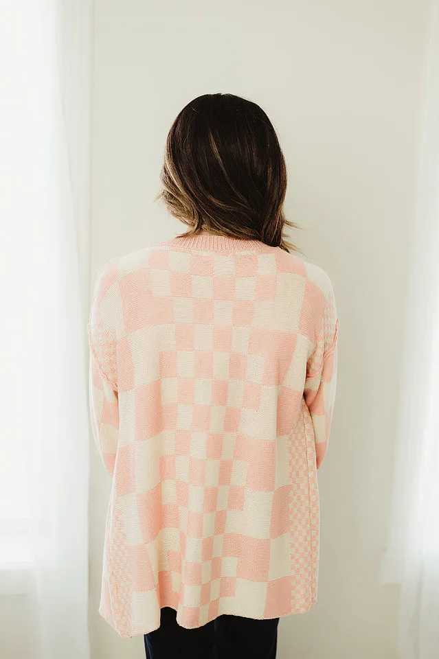 Checkerboard Loose Fit Cardigan