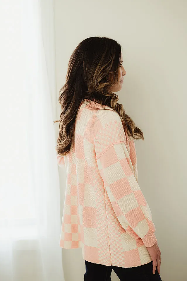 Checkerboard Loose Fit Cardigan