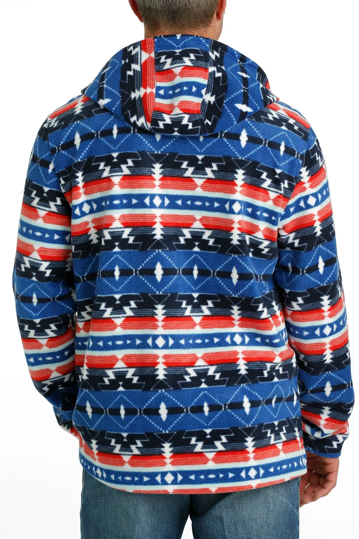 Cinch Men's Red and Blue Southwestern Polar Fleece Hoodie