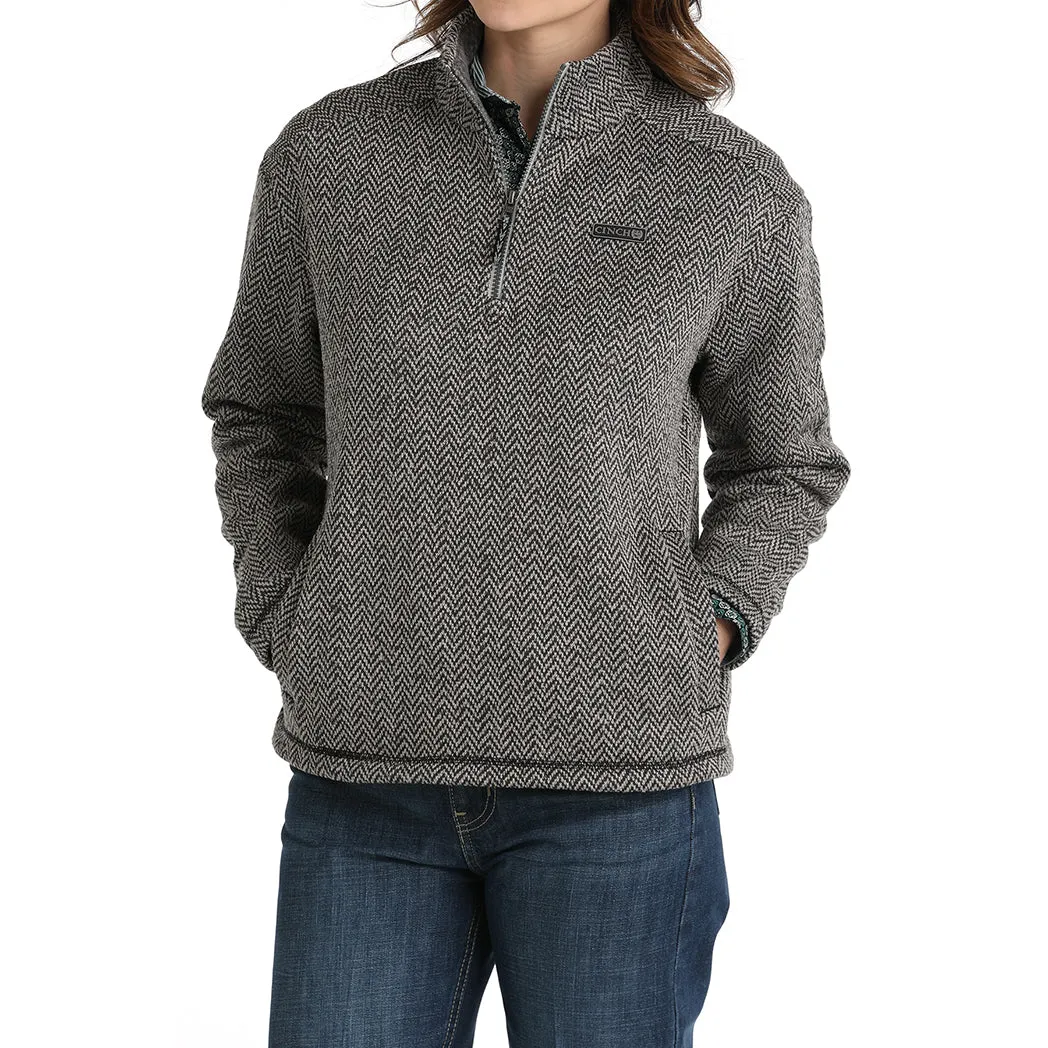 Cinch Women's Grey Herringbone 1/4 Zip Pullover