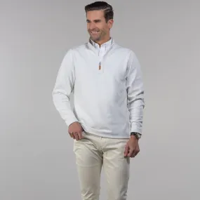 Coconut and Light Grey Zen Cotton Blend Reversible Quarter Zip Pullover