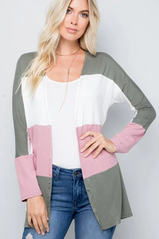 COLOR BLOCK CARDIGAN