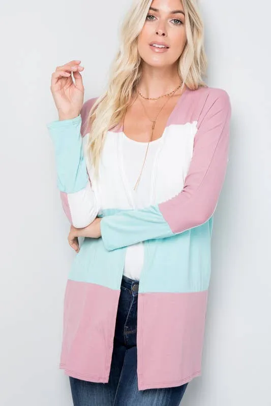 COLOR BLOCK CARDIGAN