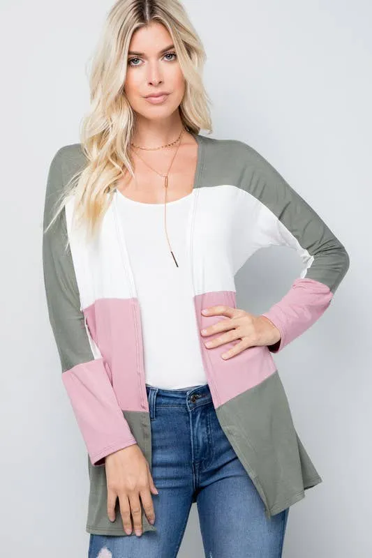 COLOR BLOCK CARDIGAN