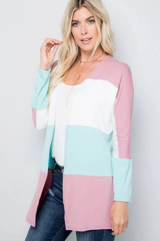 COLOR BLOCK CARDIGAN