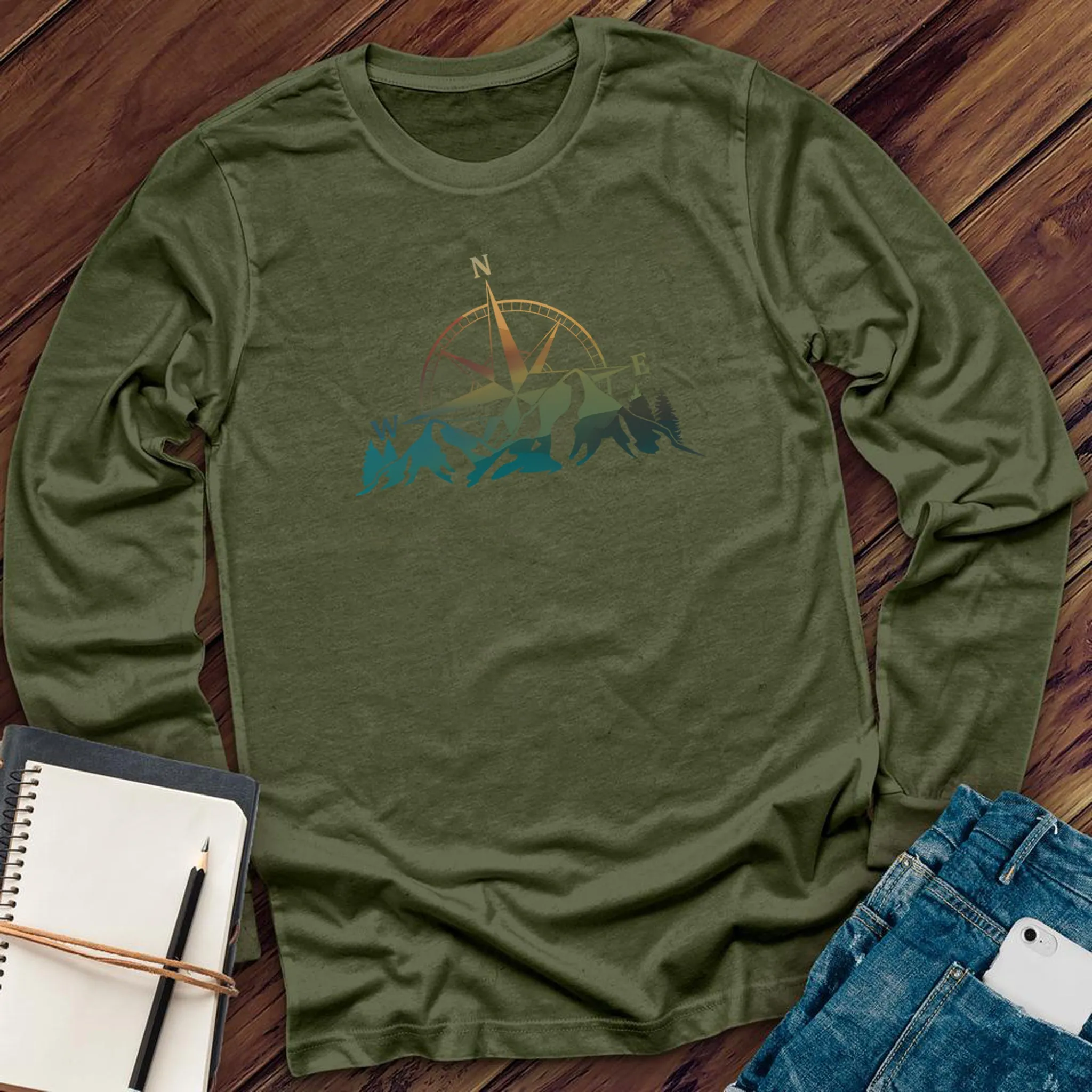 Colorful Mountain Compass Long Sleeve