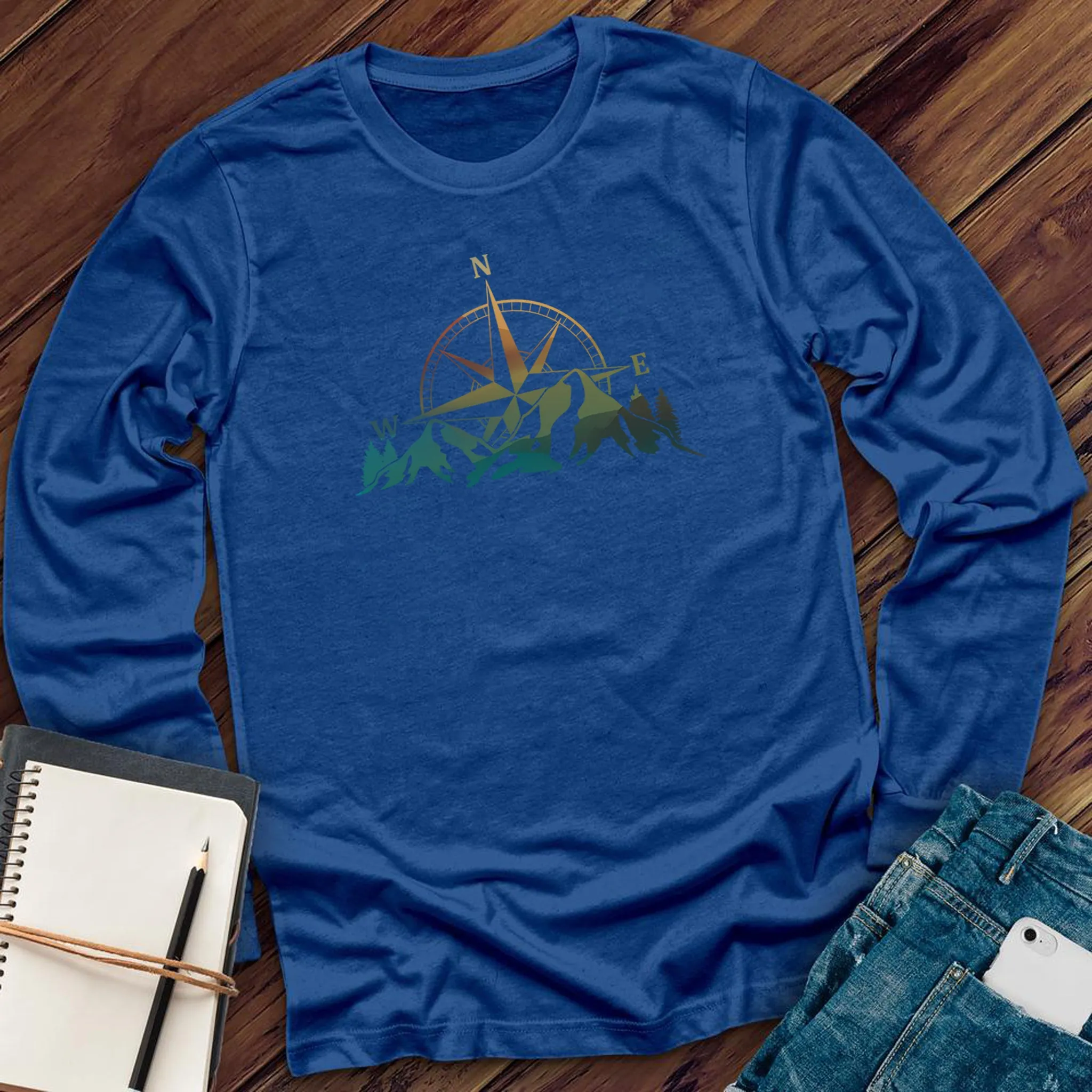 Colorful Mountain Compass Long Sleeve