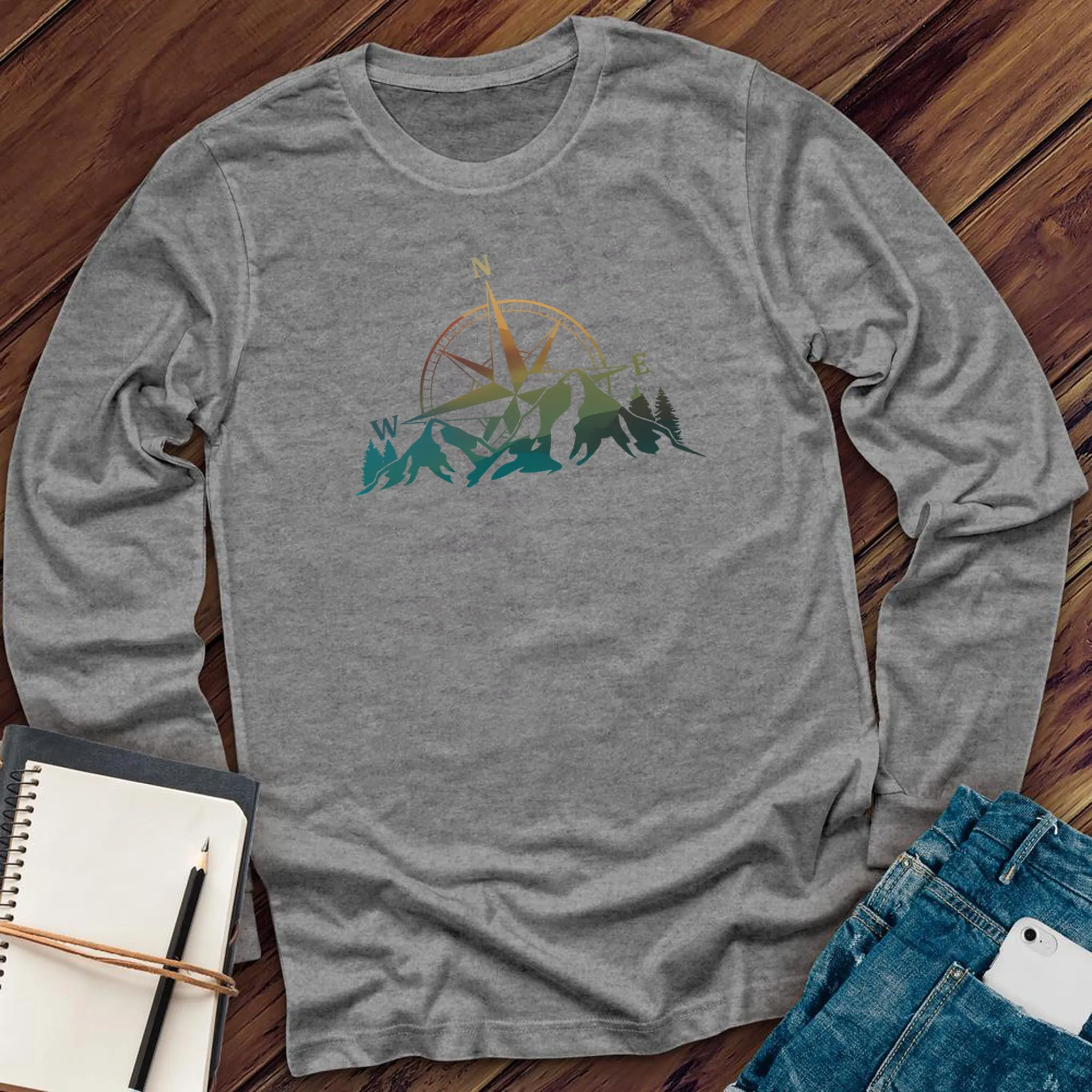 Colorful Mountain Compass Long Sleeve