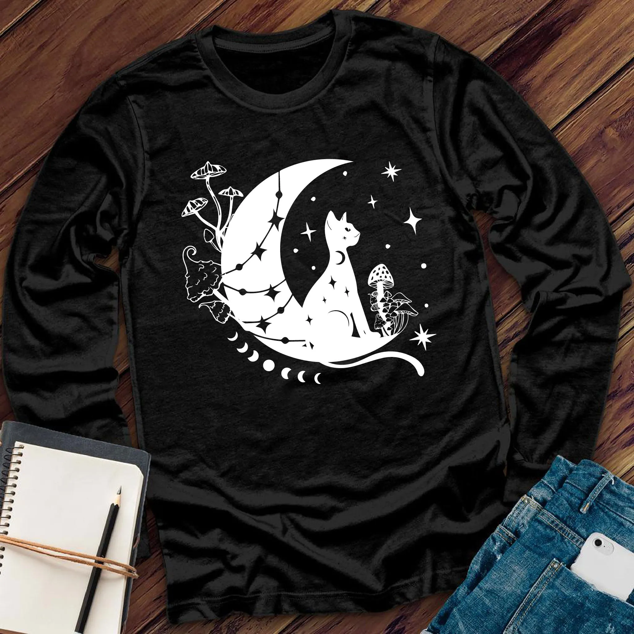 Cosmic Mushroom Cat Long Sleeve