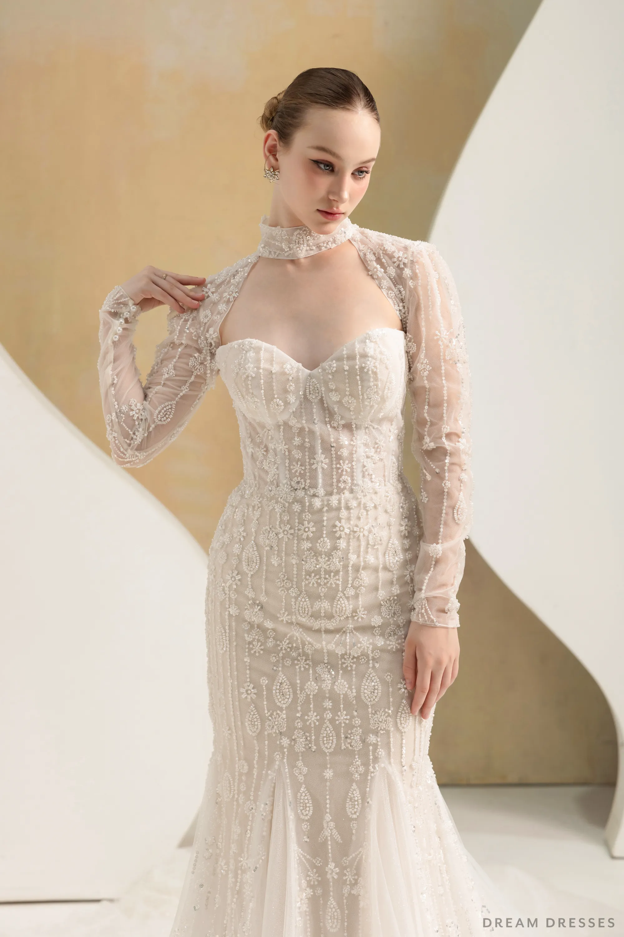 Couture Beaded Lace Bridal Bolero (#ELIZ)