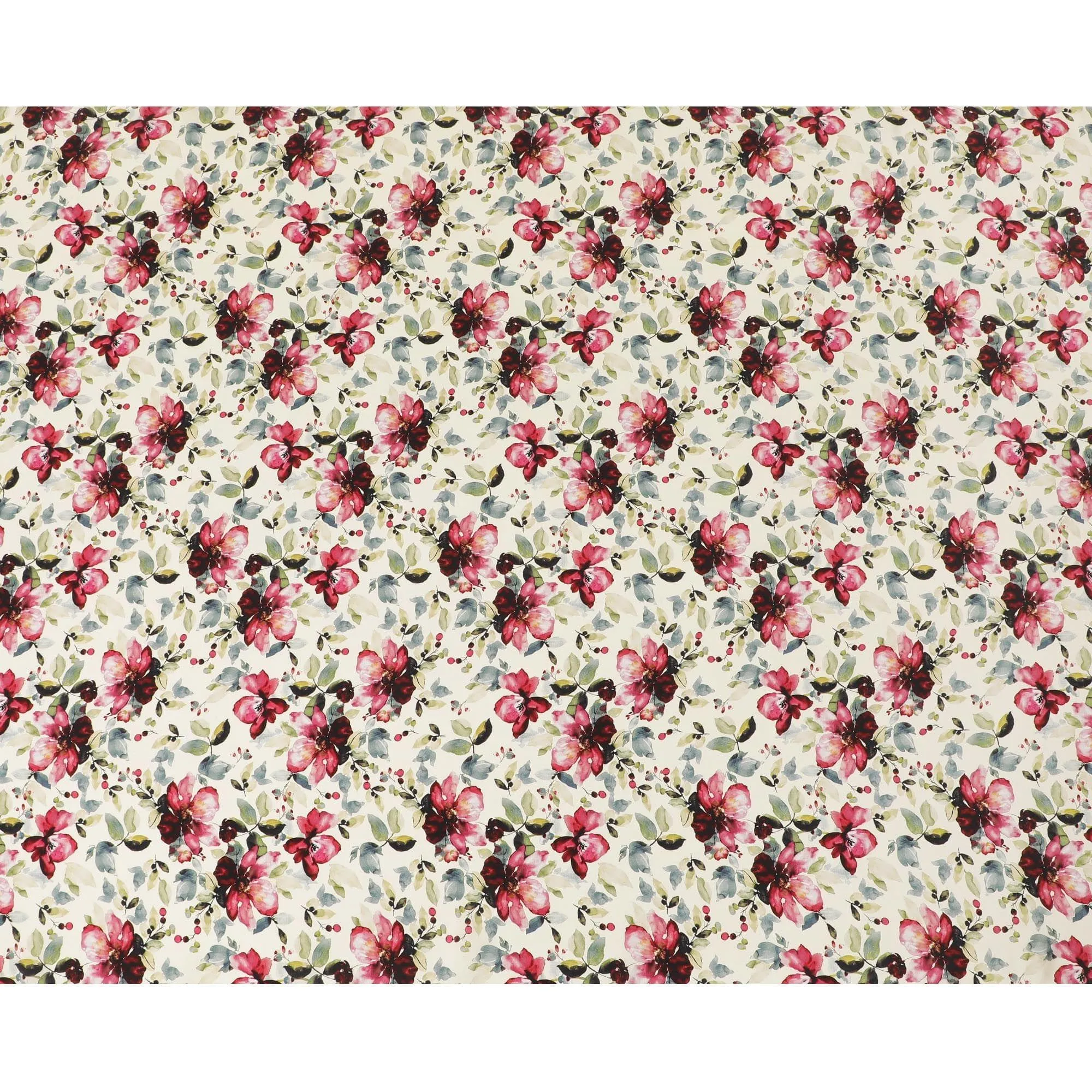 Cream viscose fabric with multicolor print in floral design-D12256