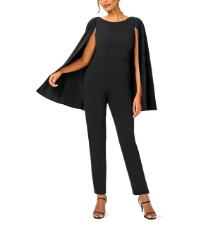 Crepe Jumpsuit with Cape Black