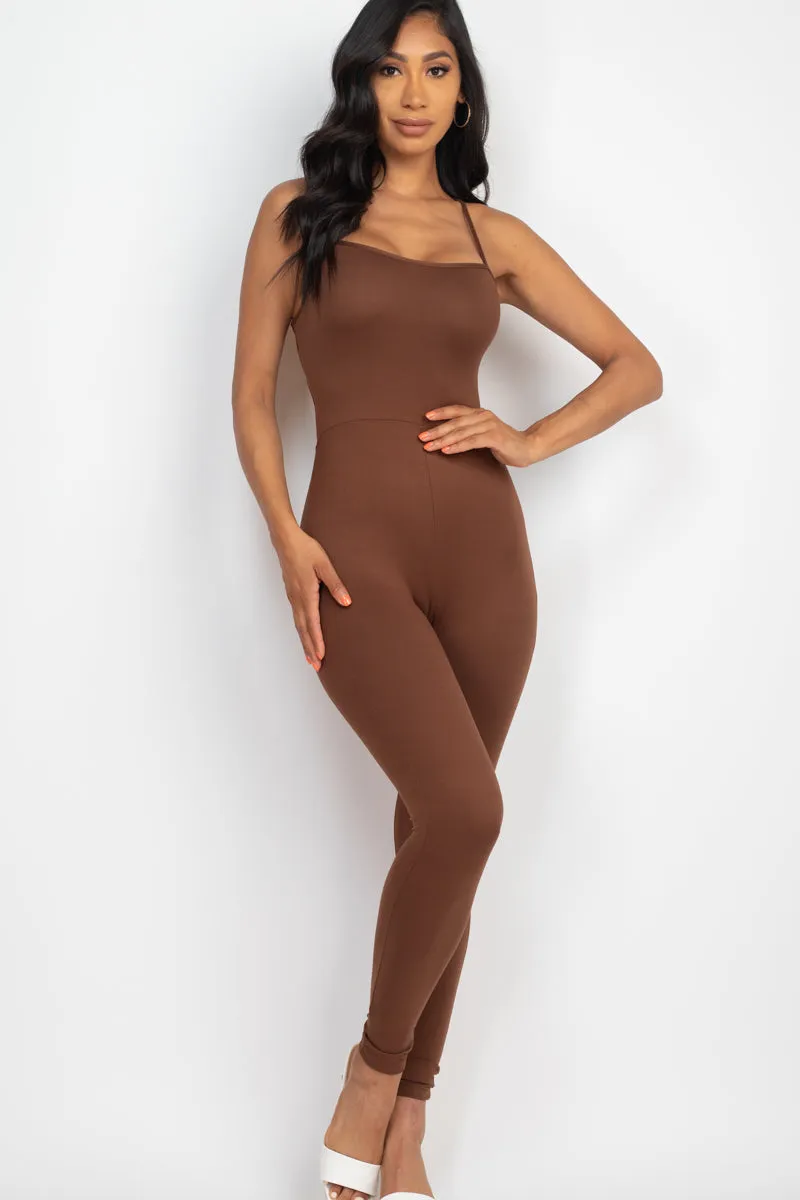 Criss-Cross Open Back Bodycon Jumpsuit (CAPELLA)