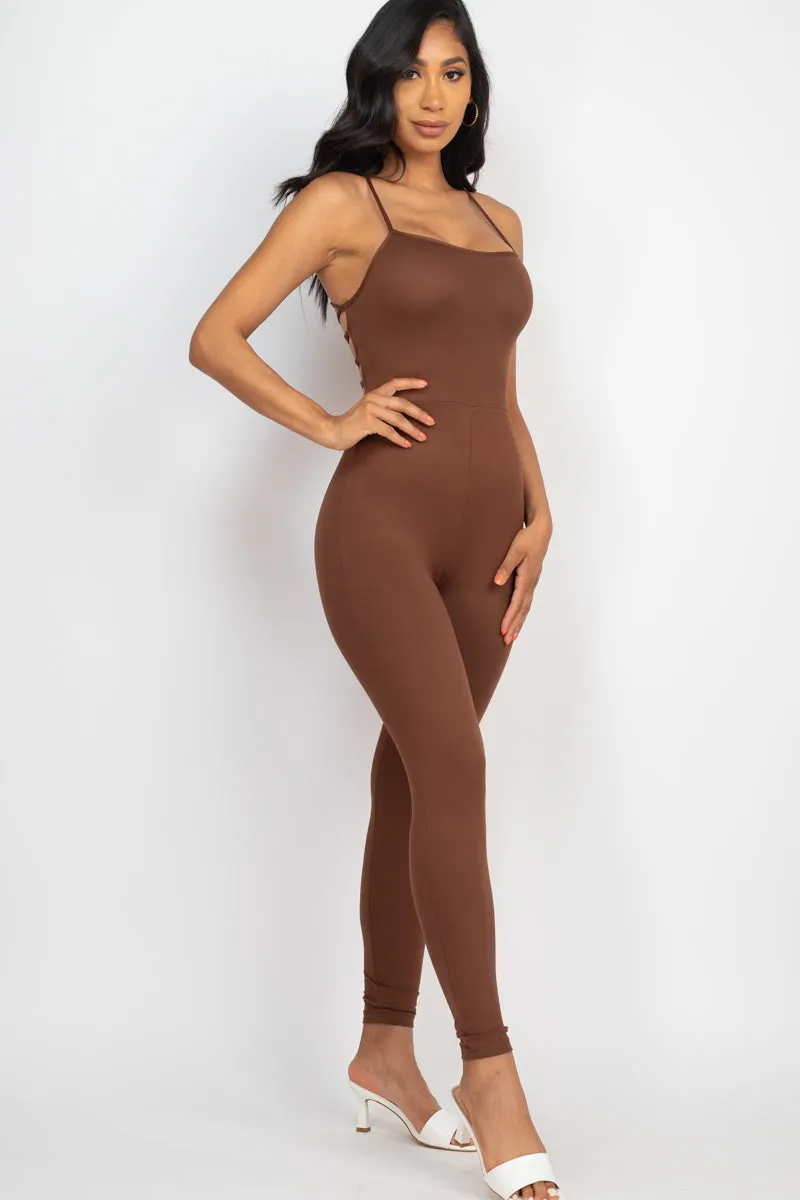 Criss-Cross Open Back Bodycon Jumpsuit (CAPELLA)