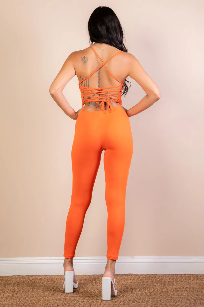 Criss-Cross Open Back Bodycon Jumpsuit (CAPELLA)