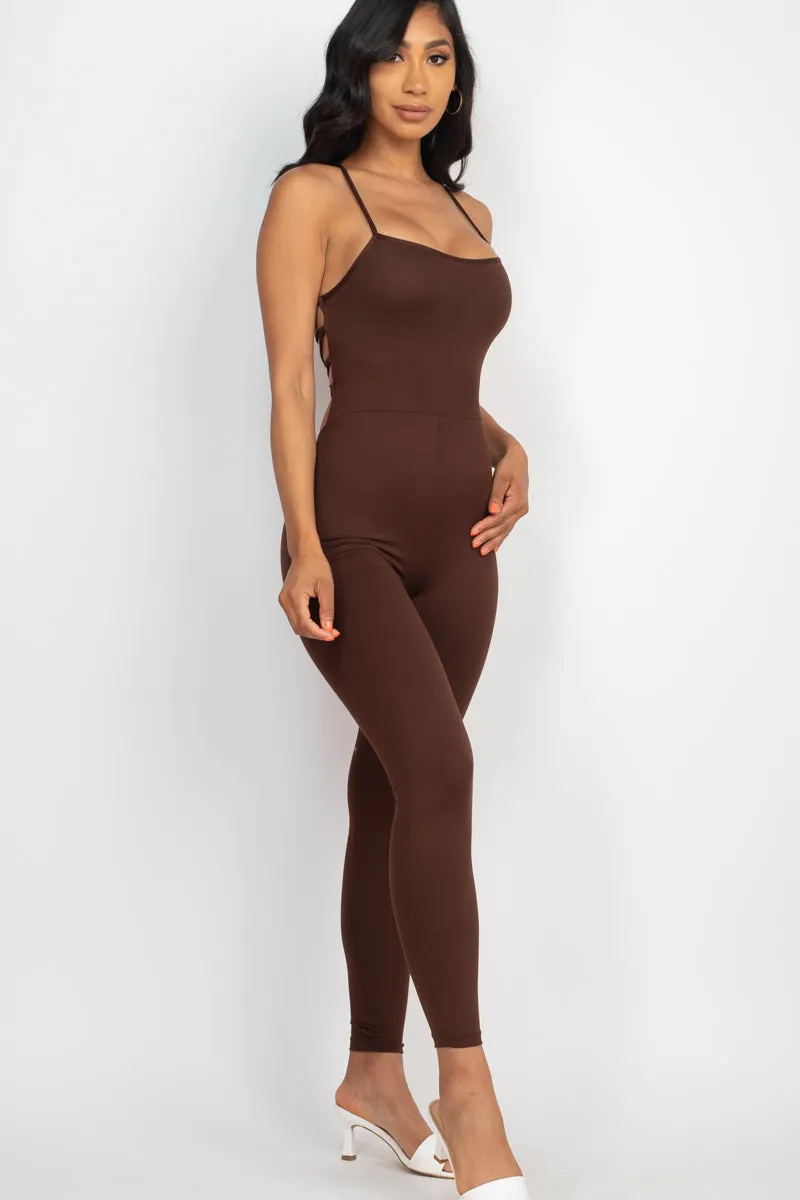 Criss-Cross Open Back Bodycon Jumpsuit (CAPELLA)