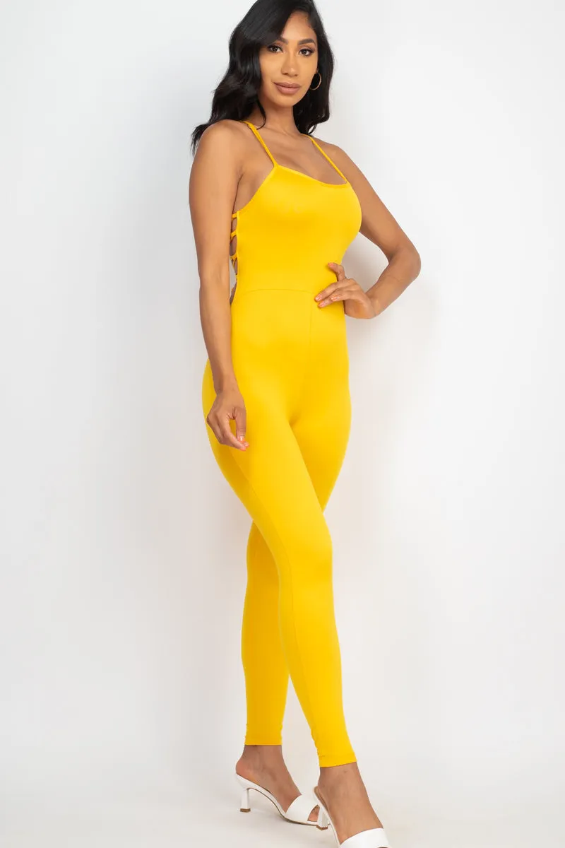 Criss-Cross Open Back Bodycon Jumpsuit (CAPELLA)