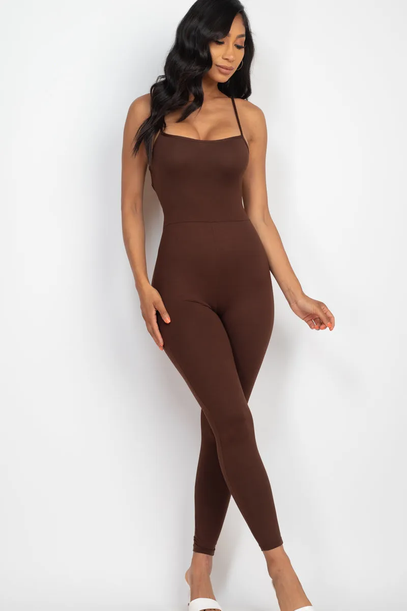 Criss-Cross Open Back Bodycon Jumpsuit (CAPELLA)