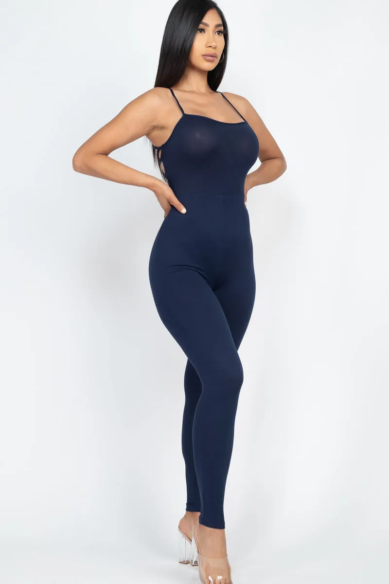 Criss-Cross Open Back Bodycon Jumpsuit (CAPELLA)