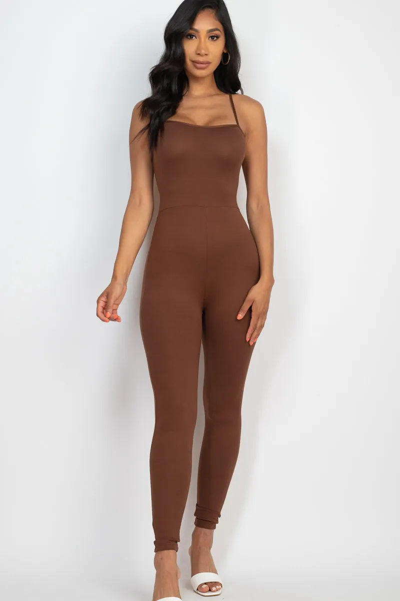 Criss-Cross Open Back Bodycon Jumpsuit (CAPELLA)