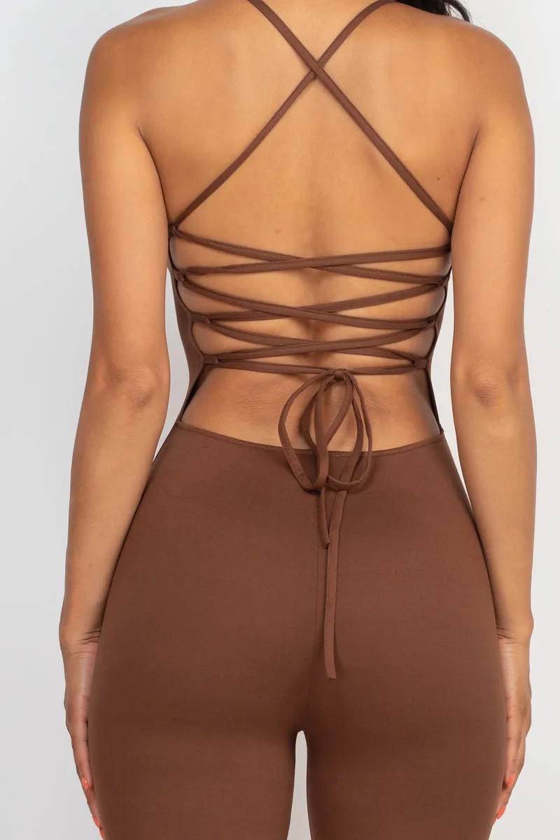 Criss-Cross Open Back Bodycon Jumpsuit (CAPELLA)