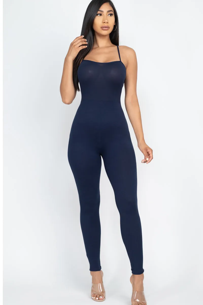 Criss-Cross Open Back Bodycon Jumpsuit (CAPELLA)