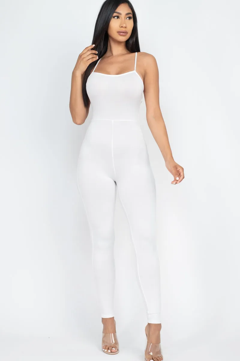 Criss-Cross Open Back Bodycon Jumpsuit (CAPELLA)