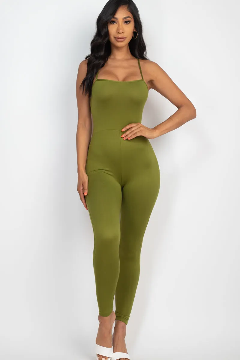 Criss-Cross Open Back Bodycon Jumpsuit (CAPELLA)