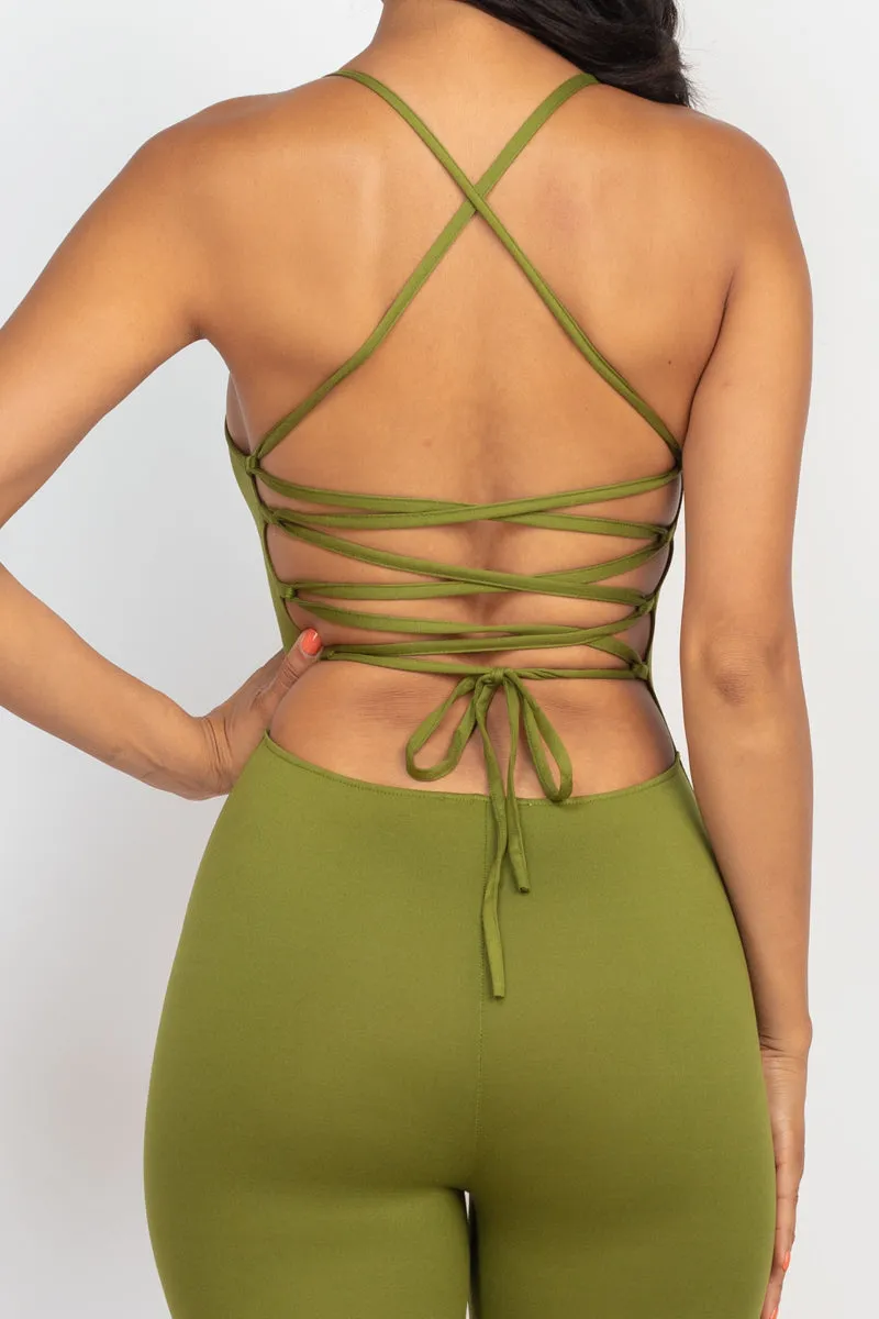 Criss-Cross Open Back Bodycon Jumpsuit (CAPELLA)