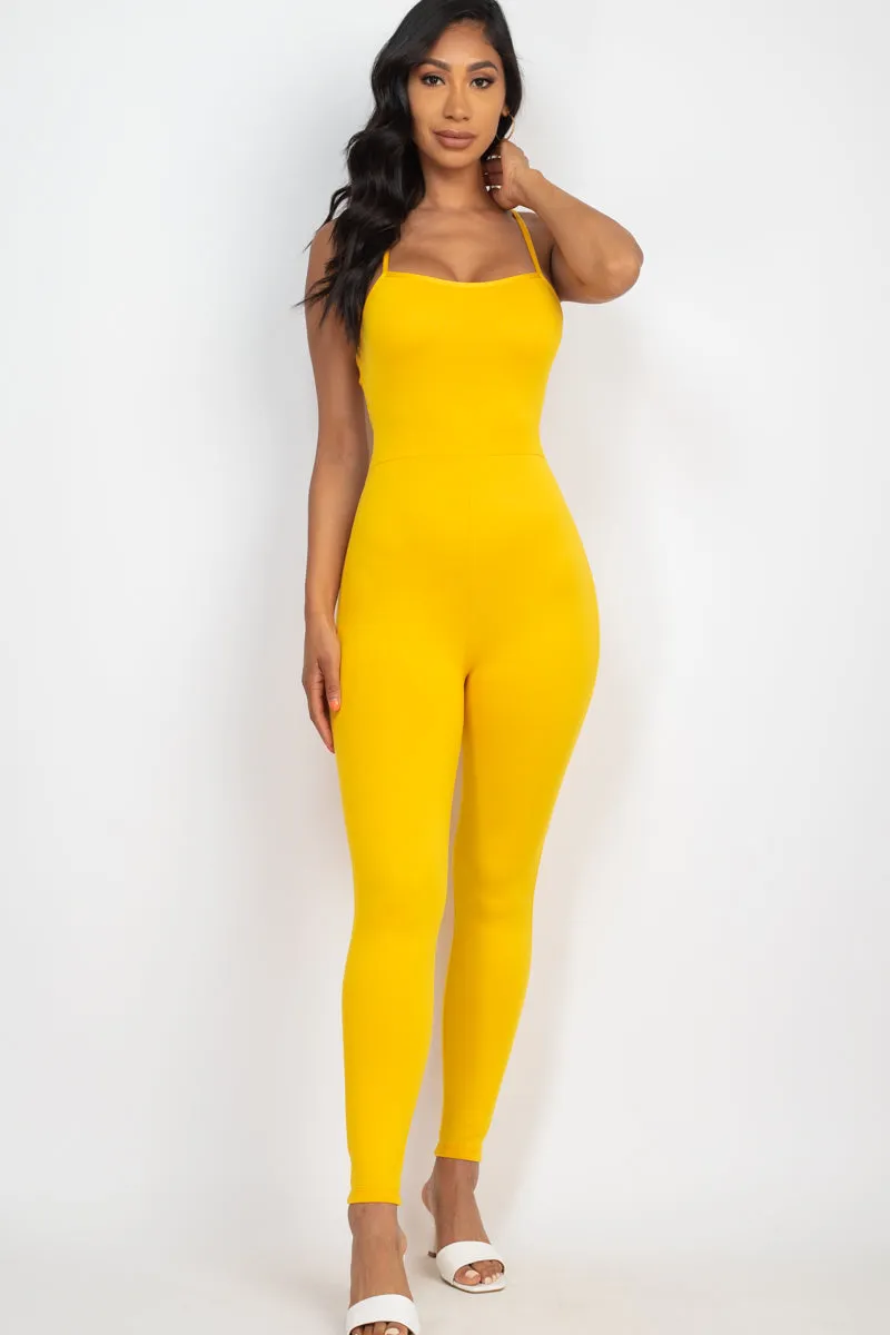 Criss-Cross Open Back Bodycon Jumpsuit (CAPELLA)