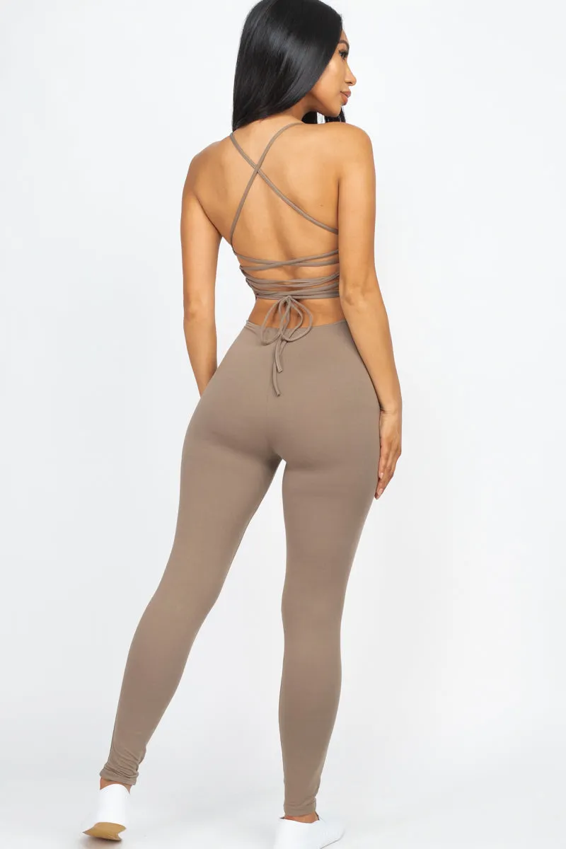 Criss-Cross Open Back Bodycon Jumpsuit (CAPELLA)