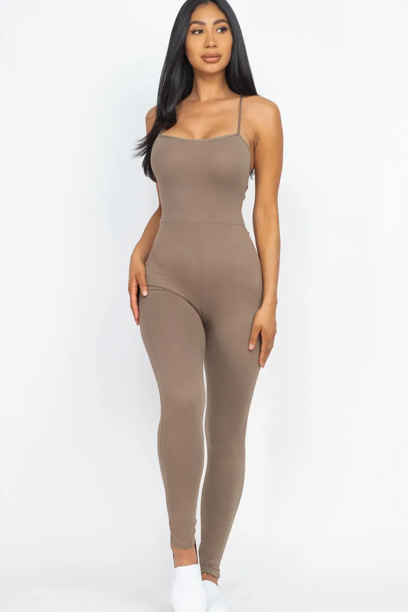 Criss-Cross Open Back Bodycon Jumpsuit (CAPELLA)