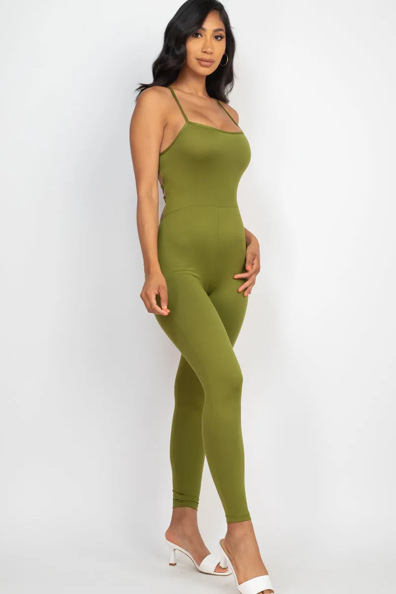 Criss-Cross Open Back Bodycon Jumpsuit (CAPELLA)