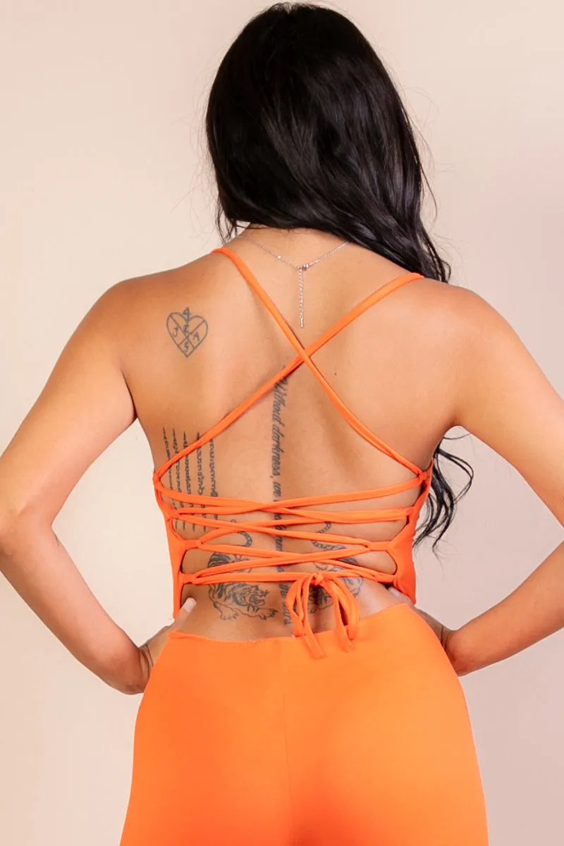 Criss-Cross Open Back Bodycon Jumpsuit (CAPELLA)